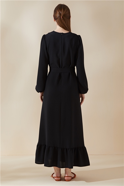Sitare Fbs Etek Altı Fırfırlı Elbise 21Y932- Siyah